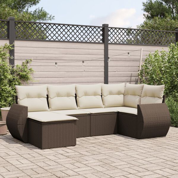 vidaXL Salon de jardin avec coussins 6 pcs marron r&eacute;sine tress&eacute;e