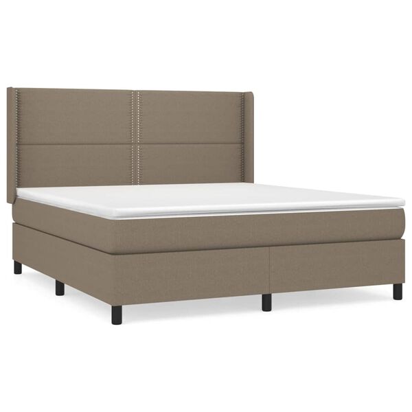 vidaXL Sommier &agrave; lattes de lit avec matelas Taupe 160x200 cm Tissu