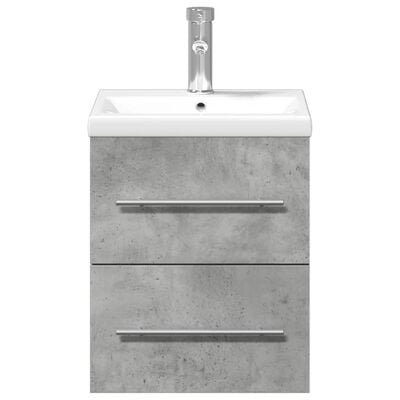 vidaXL Armoire lavabo de salle de bain avec bassin intégré gris béton