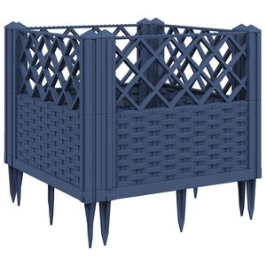 vidaXL Jardini&egrave;re avec piquets bleu gris 43,5x43,5x43,5 cm PP
