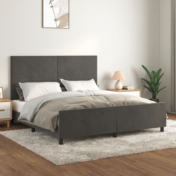vidaXL Cadre de lit sans matelas gris foncé velours