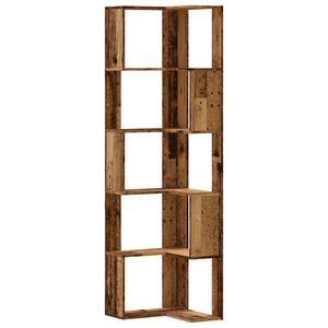 vidaXL Biblioth&egrave;que d'angle &agrave; 5 niveaux vieux bois bois d'ing&eacute;nierie