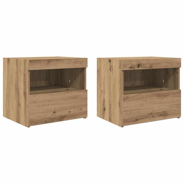 vidaXL Cabinet de chevet 2 pcs Ch&ecirc;ne artisanal 50 x 40 x 45 cm