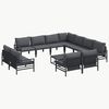 vidaXL Ensemble de canap&eacute; de jardin avec coussin 12 pcs Noir Acier