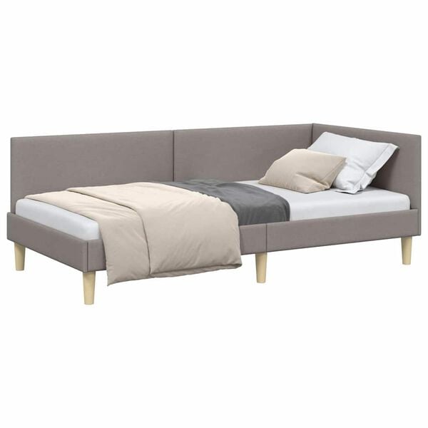 vidaXL Cadre de lit d'angle Taupe 80 cm x 200 cm Velours