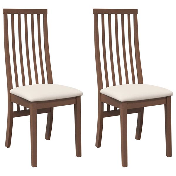 vidaXL Chaises &agrave; manger coussins 2 pcs marron bois massif caoutchouc
