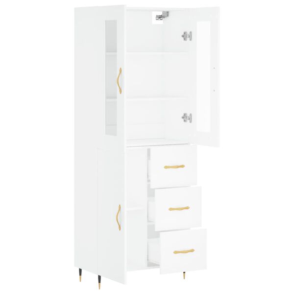 vidaXL Buffet haut Blanc 69,5x34x180 cm Bois d'ing&eacute;nierie