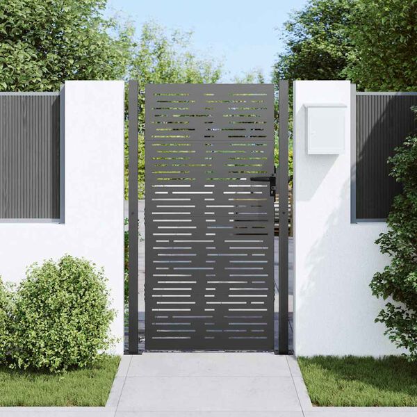 vidaXL Porte de Jardin Noir 110 x 180 cm Acier enduit de poudre