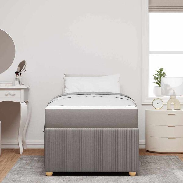 vidaXL Cadre de lit avec matelas Taupe 90 x 200 cm tissu