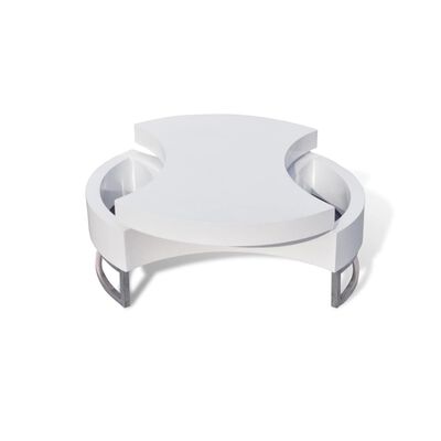 vidaXL Table basse à forme réglable Haute brillance Blanc