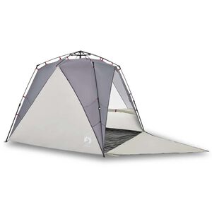 vidaXL Tente de plage 4 personnes gris lib&eacute;ration rapide imperm&eacute;able
