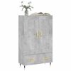 vidaXL Buffet haut gris b&eacute;ton 69,5x31x115 cm bois d'ing&eacute;nierie