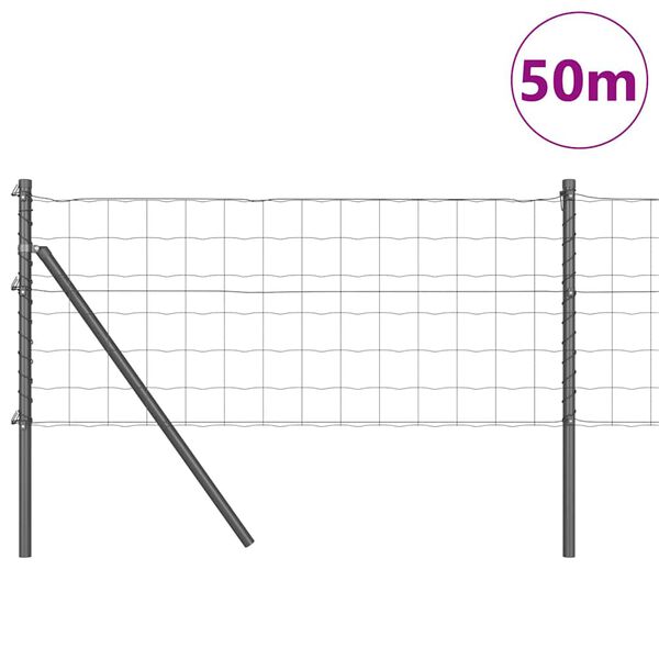 vidaXL Cl&ocirc;ture avec poteau Gris 0,4 x 50 m Acier et PVC