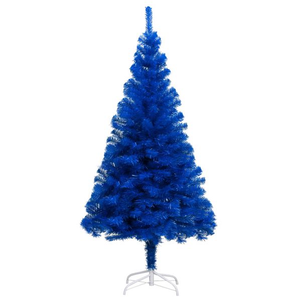 vidaXL Arbre de No&euml;l artificiel pr&eacute;-&eacute;clair&eacute; et boules bleu 210 cm PVC