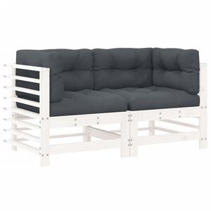 vidaXL Canap&eacute;s d'angle avec coussins 2 pcs blanc bois de pin massif