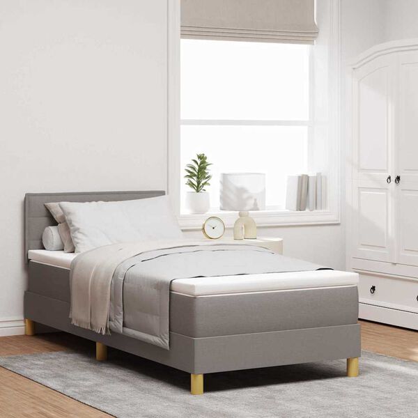 vidaXL Lit &agrave; ressorts avec matelas Taupe 90 x 200 cm tissu