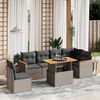 vidaXL Salon de jardin avec coussins 7 pcs gris r&eacute;sine tress&eacute;e