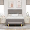 vidaXL Lit &agrave; ressorts avec matelas Taupe 140 x 200 cm tissu