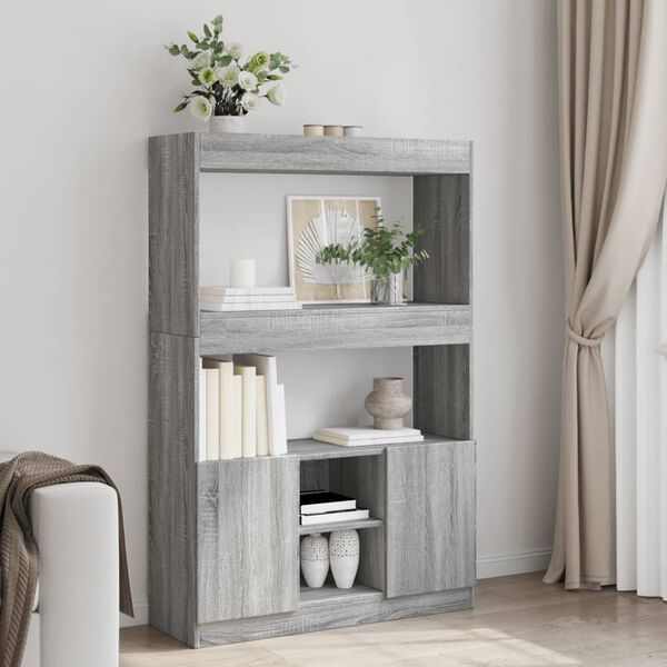 vidaXL Buffet haut sonoma gris 92x33x140 cm bois d'ing&eacute;nierie