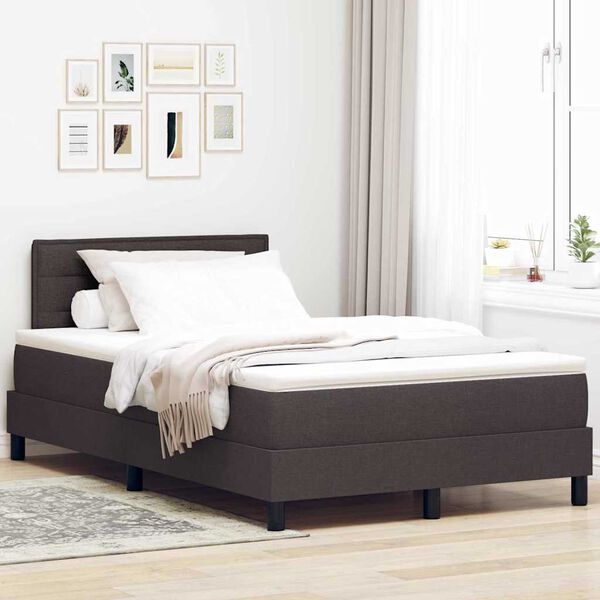 vidaXL Lit &agrave; ressorts avec matelas Marron fonc&eacute; 120 x 200 cm tissu