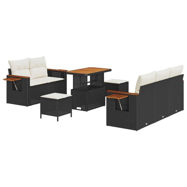 vidaXL Ensemble de canap&eacute; de jardin avec coussin 8 pcs Noir et Cr&egrave;me