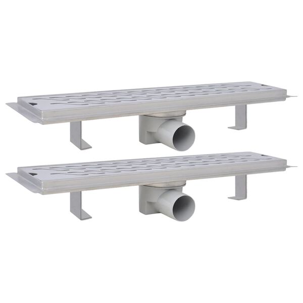 vidaXL Drain de douche lin&eacute;aire 2pcs Vague 530x140 mm Acier inoxydable