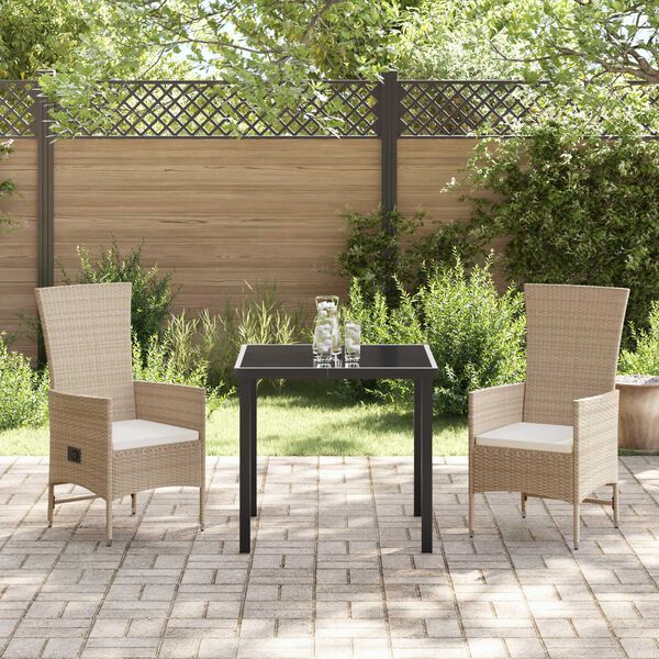 vidaXL Ensemble de salle &agrave; manger pour jardin 3 pcs Beige polyrotin