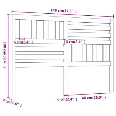 vidaXL Tête de lit Blanc 146x4x100 cm Bois massif de pin