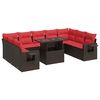 vidaXL Salon de jardin 10 pcs et coussins marron r&eacute;sine tress&eacute;e acacia
