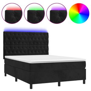 vidaXL Sommier &agrave; lattes de lit matelas et LED Noir 140x200 cm Velours