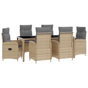 vidaXL Ensemble de repas ext&eacute;rieur 7 pc Beige et Gris clair polyrotin