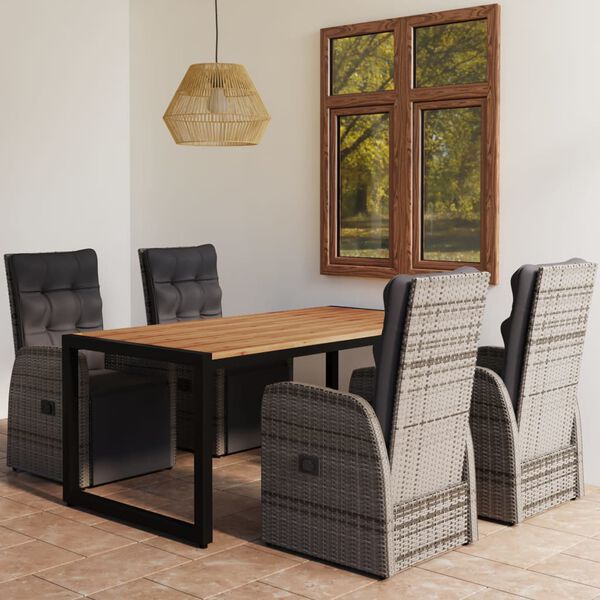 vidaXL Ensemble &agrave; manger de jardin 5 pcs Gris