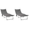 vidaXL Transat pliant avec coussin 2 pc Anthracite