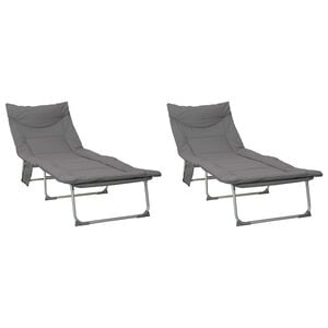 vidaXL Transat pliant avec coussin 2 pc Anthracite
