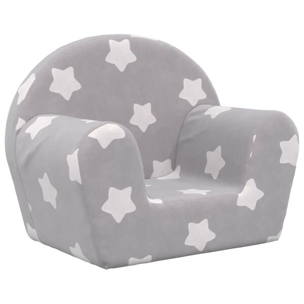 vidaXL Canap&eacute; pour enfants Gris clair avec &eacute;toiles Peluche douce