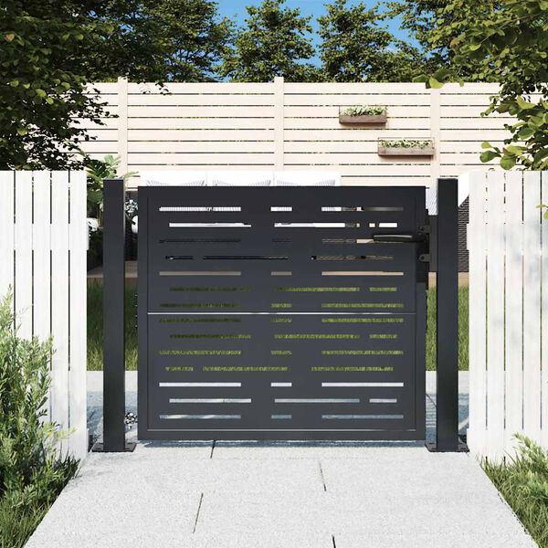 vidaXL Portail de jardin Anthracite 100x100 cm Acier Design carr&eacute;