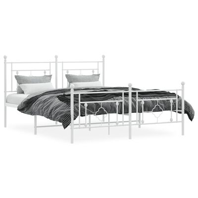 vidaXL Cadre de lit métal sans matelas et pied de lit blanc 150x200 cm