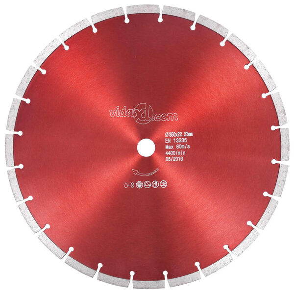 vidaXL Disque de coupe diamant&eacute; Acier 350 mm