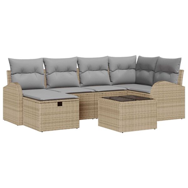 vidaXL Ensemble de Canap&eacute;s avec coussin Beige et Gris clair polyrotin