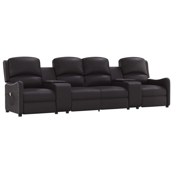 vidaXL Fauteuil inclinable porte-gobelets 4 places noir similicuir