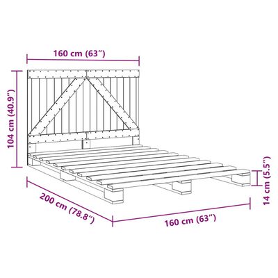 vidaXL Cadre de lit sans matelas gris 160x200 cm bois de pin massif