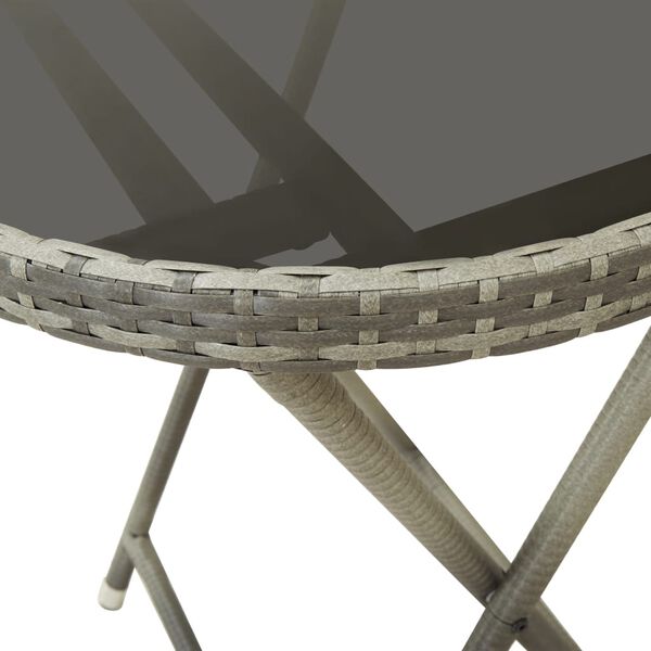 vidaXL Table à thé Gris 60 cm Résine tressée et verre trempé