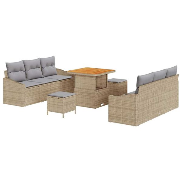 vidaXL Ensemble de canap&eacute; de jardin 9 pcs Beige et Gris clair