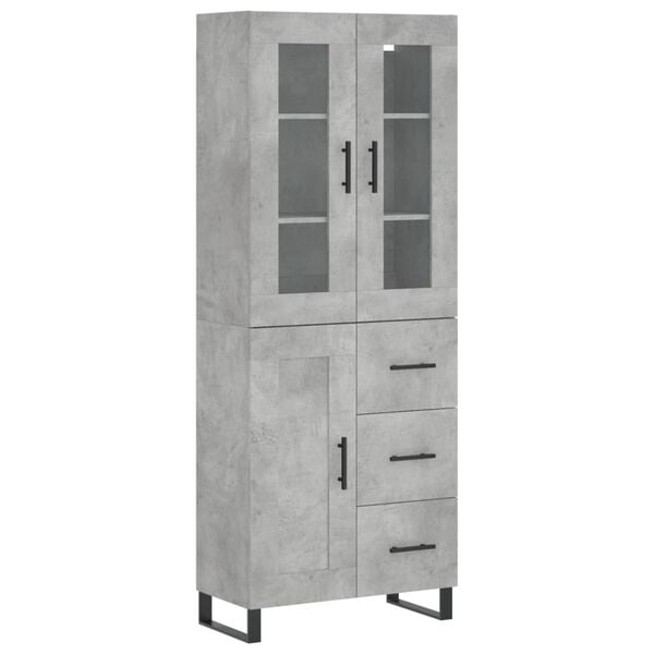 vidaXL Buffet haut Gris b&eacute;ton 69,5x34x180 cm Bois d'ing&eacute;nierie