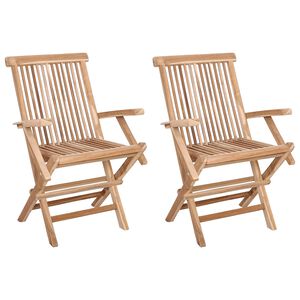 vidaXL Chaise de jardin pliante 2 pc Naturel Bois de teck massif