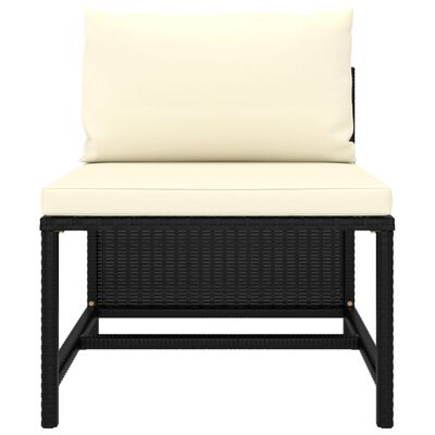 vidaXL Salon de jardin 3 pcs avec coussins Résine tressée Noir