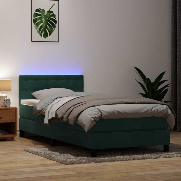 vidaXL Sommier à lattes de lit et matelas vert foncé 80x210 cm velours