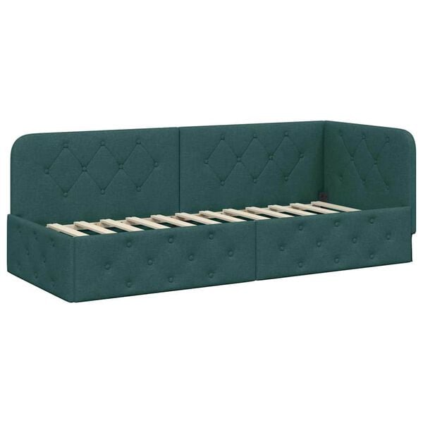 vidaXL Cadre de lit d'angle Vert foncé 80 x 200 cm tissu