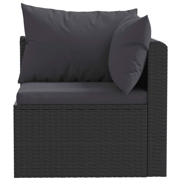 vidaXL Salon de jardin 5 pcs avec coussins Résine tressée Noir