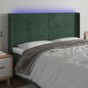vidaXL T&ecirc;te de lit &agrave; LED Vert fonc&eacute; 203x16x118/128 cm Velours